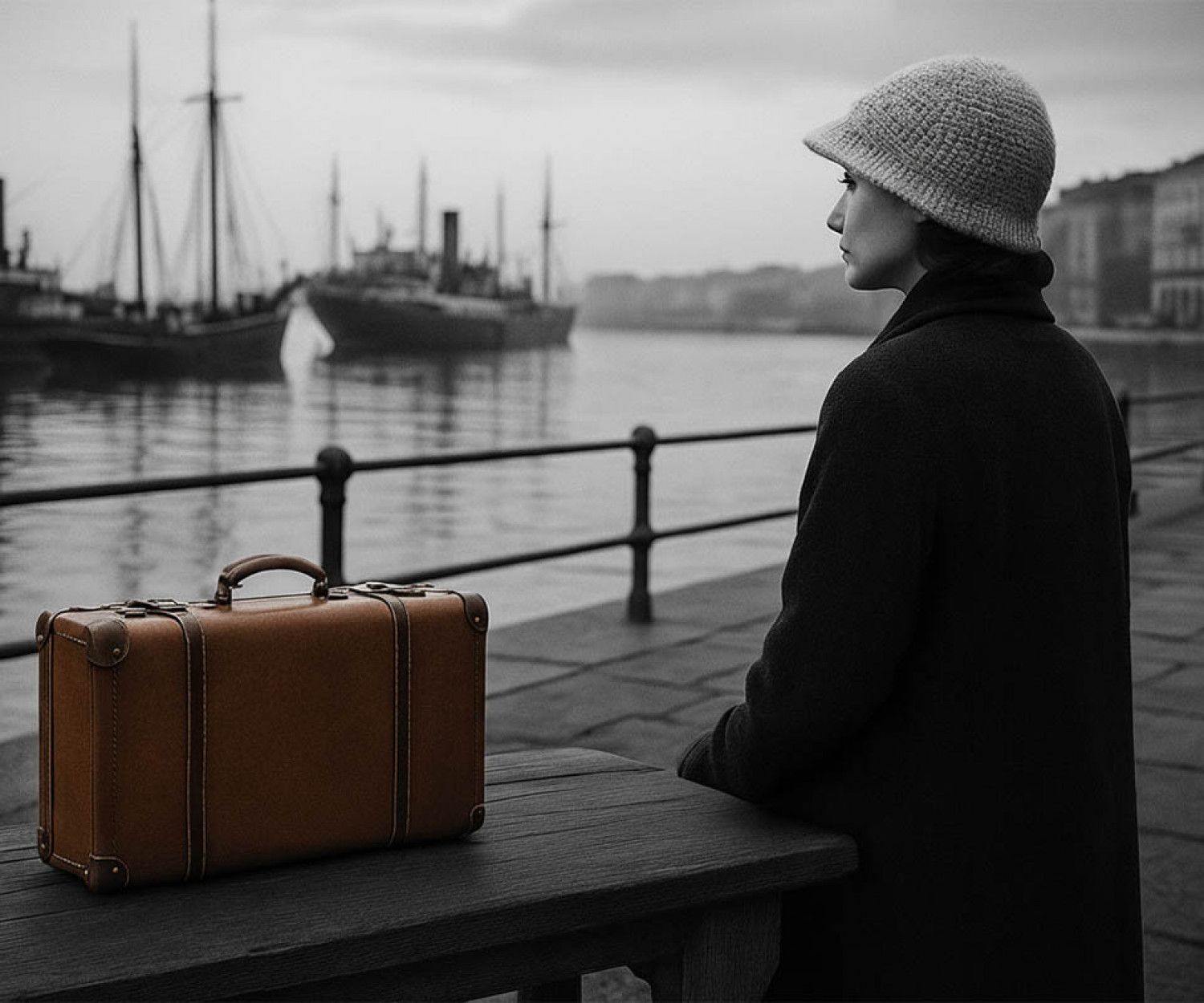 Mujer años 20 con maleta